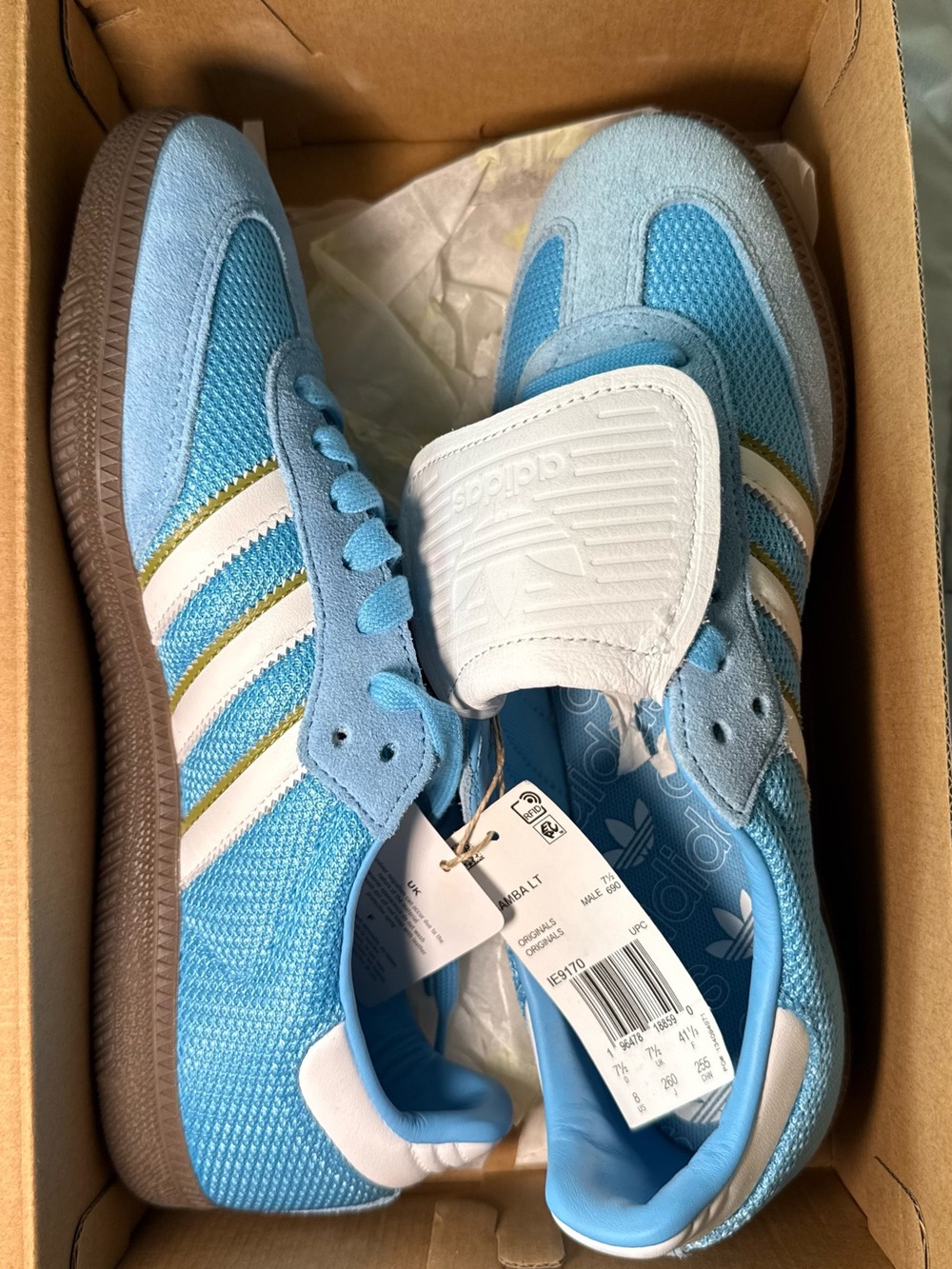 adidas Kids Light Blue Sneakers with White Stripes